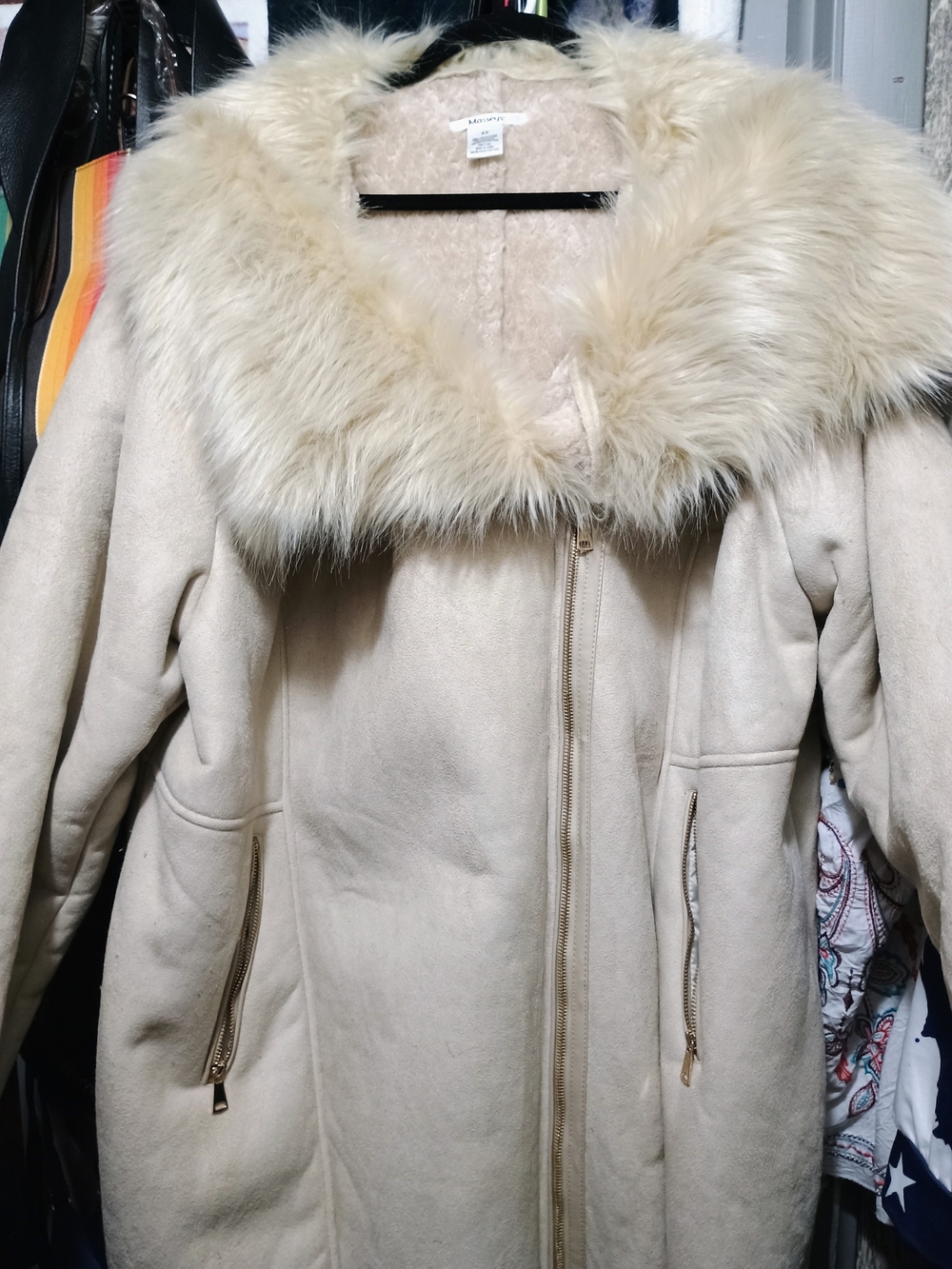 Massey Faux Fur Trim Cream Winter Coat - Women